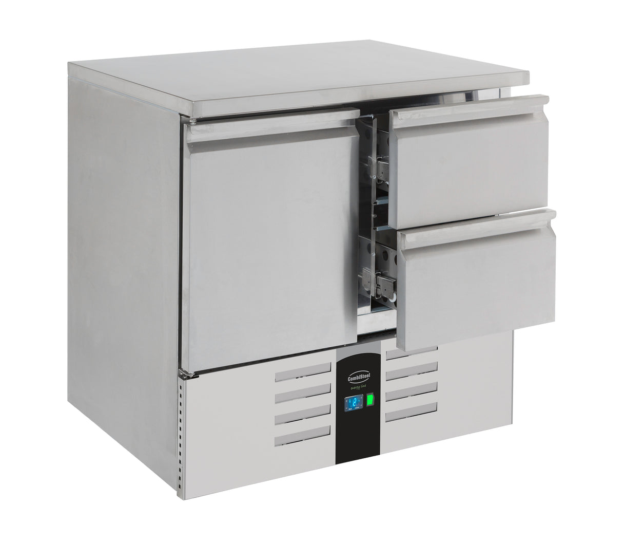 Kühltisch 1 TÜR/2 Laden Energy Line Ausgestattet Mit Verdampfer - 903x700x870 mm - 0,155 kW - Gastro-Bedarf24 GmbH