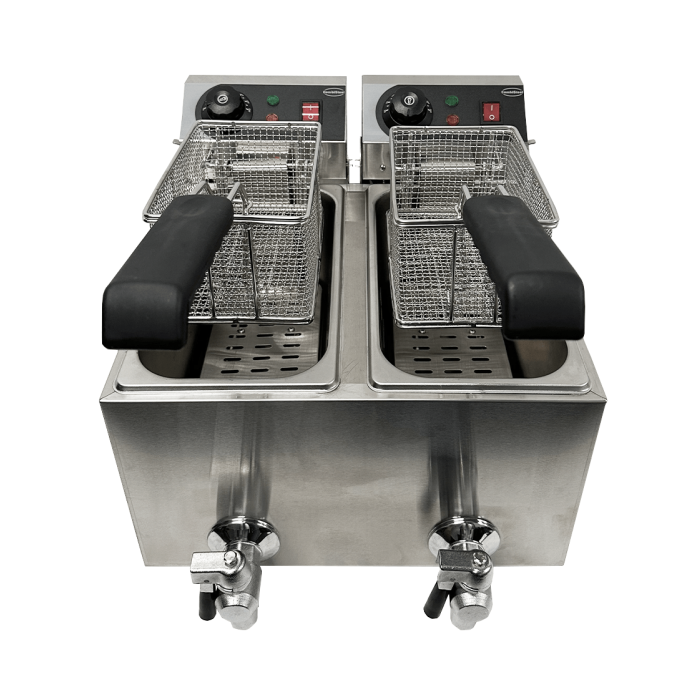 Elektro Tischfritteuse 2x4 Liter - 390x540x330 mm - 4 kw