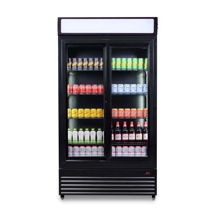 Getränkekühlschrank mit Glasschiebetüren - 780 Liter - 1120x595x2100 mm - inkl. Räder
