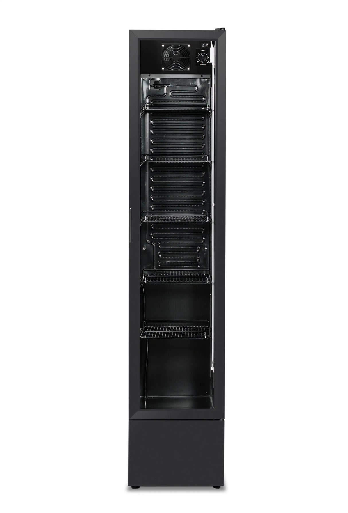 Kühlschrank Glastür Schmall Schwarz NAP-150 - 390x470x1880 mm - 0.138 kW - Gastro-Bedarf24 GmbH