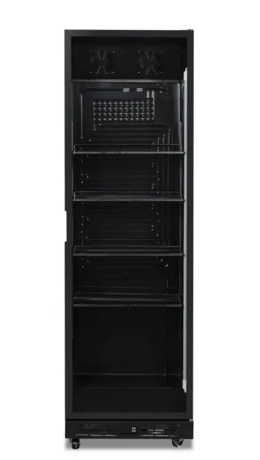 Kühlschrank 1 Glastür Schwarz NAP-360 - 595x580x1950 mm - 0.265 kW - Gastro-Bedarf24 GmbH