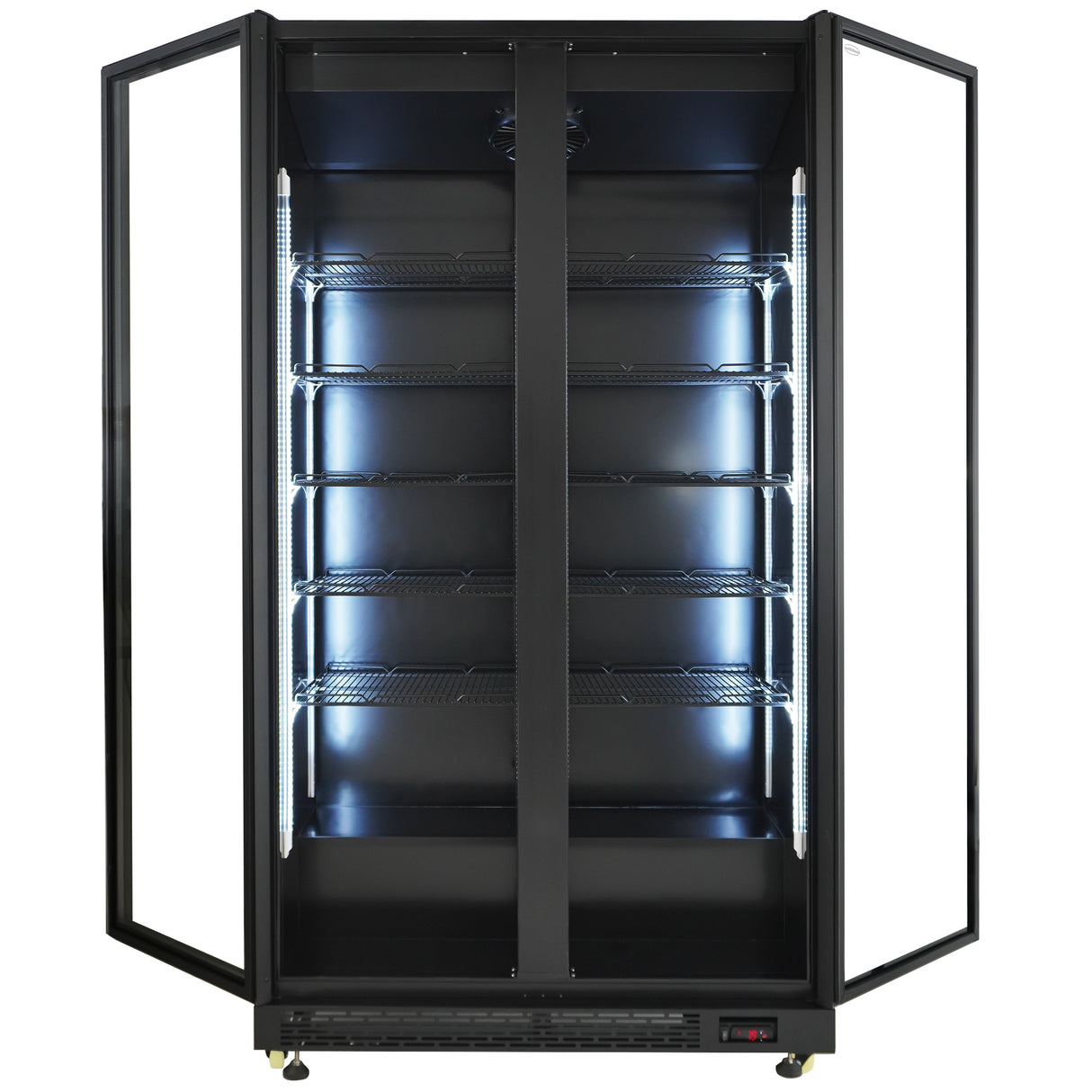 Kühlschrank 2 Glastüren Schwarz NAP-850 - 1120x597x2110 mm - 0.4 kW - Gastro-Bedarf24 GmbH