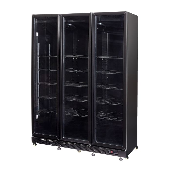 Getränkekühlschrank mit 3 Türen - Schwarz - 1200 Liter - 1600x600x2100 mm - inkl. Räder