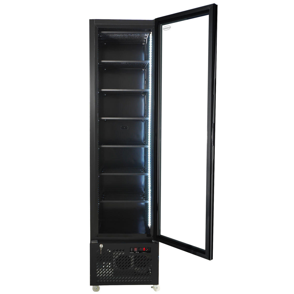Tiefkühlschrank 1 Glastür Schwarz NAP-250F - 490x560x1915 mm - 0.45 kW - Gastro-Bedarf24 GmbH