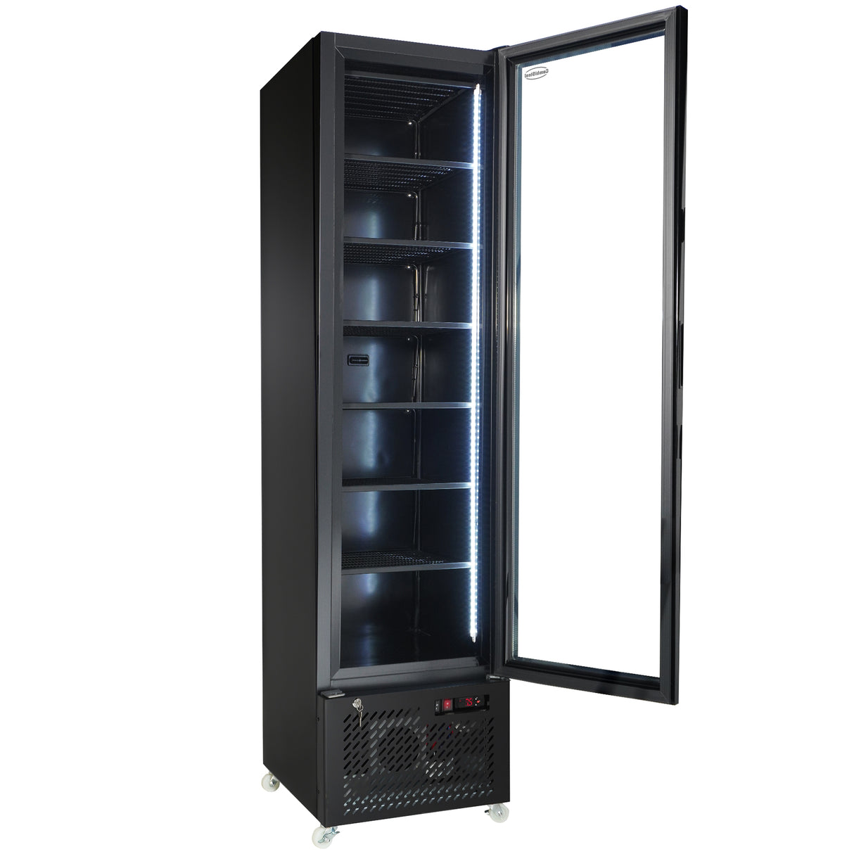 Tiefkühlschrank 1 Glastür Schwarz NAP-250F - 490x560x1915 mm - 0.45 kW - Gastro-Bedarf24 GmbH