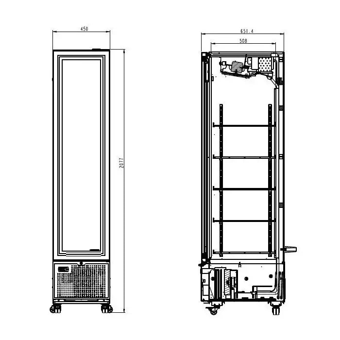 Getränkekühlschrank - 1 Glastür - Schwarz - 348 Liter - 450x656x2024 mm
