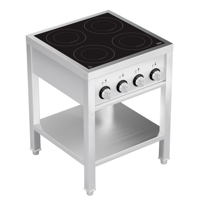 Induktionsherd 4 Zonen mit offenem Unterbau - 655x655x875 mm - 14 kW