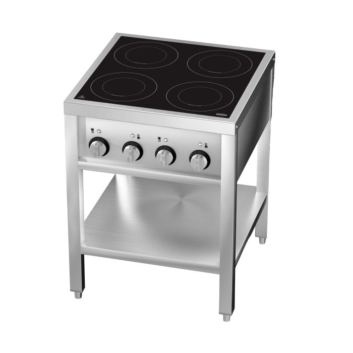 Induktionsherd 4 Zonen mit offenem Unterbau - 655x655x875 mm - 14 kW