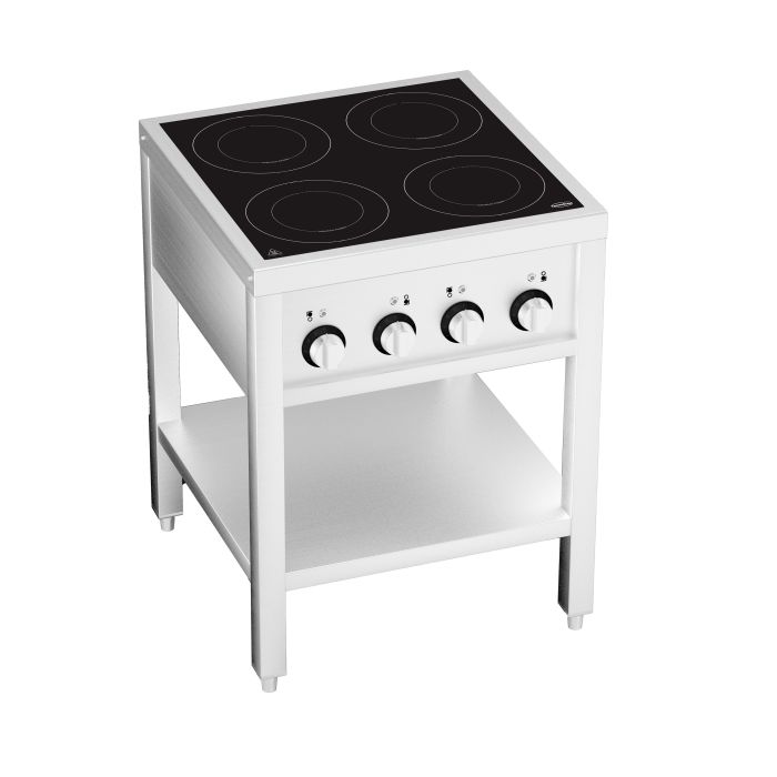 Induktionsherd 4 Zonen mit offenem Unterbau - 655x655x875 mm - 14 kW