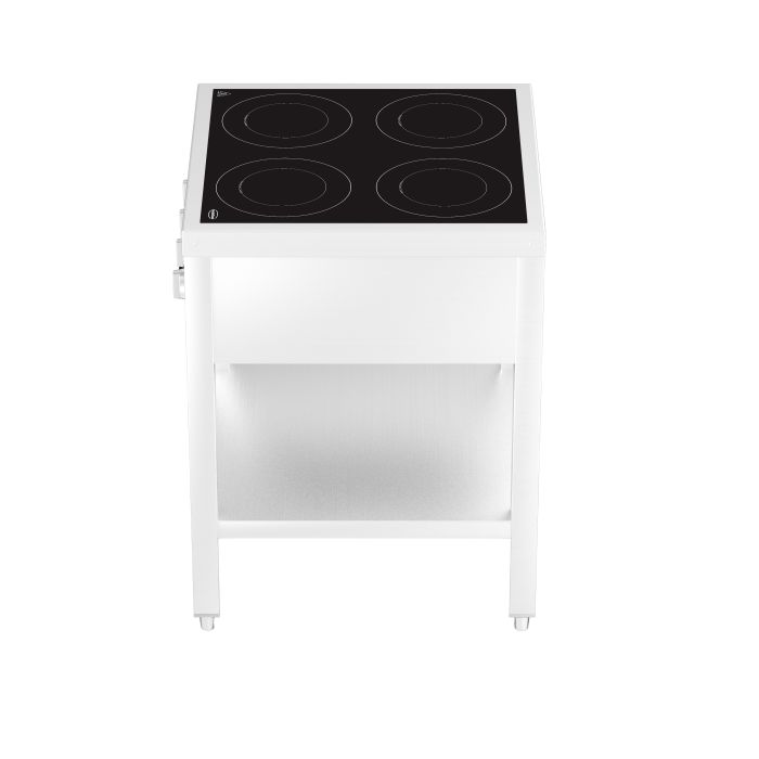 Induktionsherd 4 Zonen mit offenem Unterbau - 655x655x875 mm - 14 kW