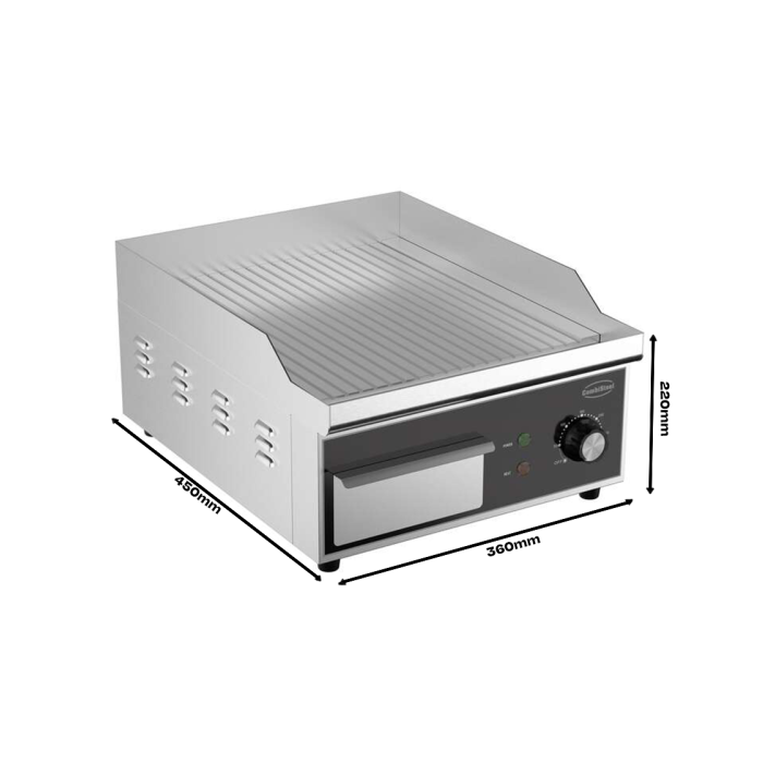 Elektro-Grillplatte - Gerillt - 360x450x220 mm - 2 kW