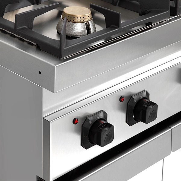 Gasherd mit Türen - 800x700x850/900 mm – 28 kW – 4 Kochstellen