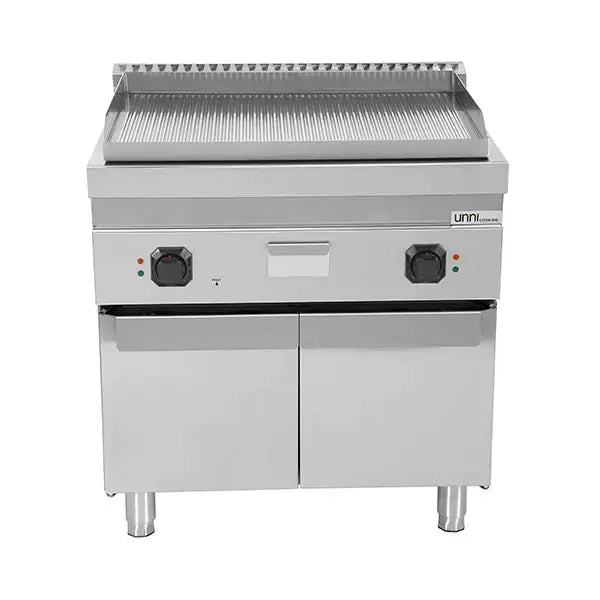 Elektrische Grillplatte - 800x700x850/900 mm - Gerillt - 9 kW