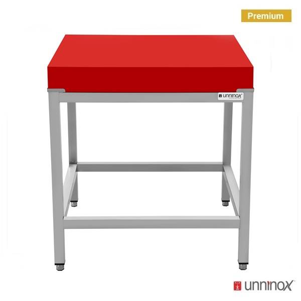 Paslanmaz Çelik Çalışma Tezgâhı - 700x700x850 mm - Kırmızı Kesme Tahtası dâhil