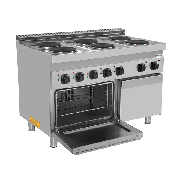 Elektroherd mit 6 Kochfelder und Elektrobackofen - 1200x700x850/900 mm - 19,4 kW