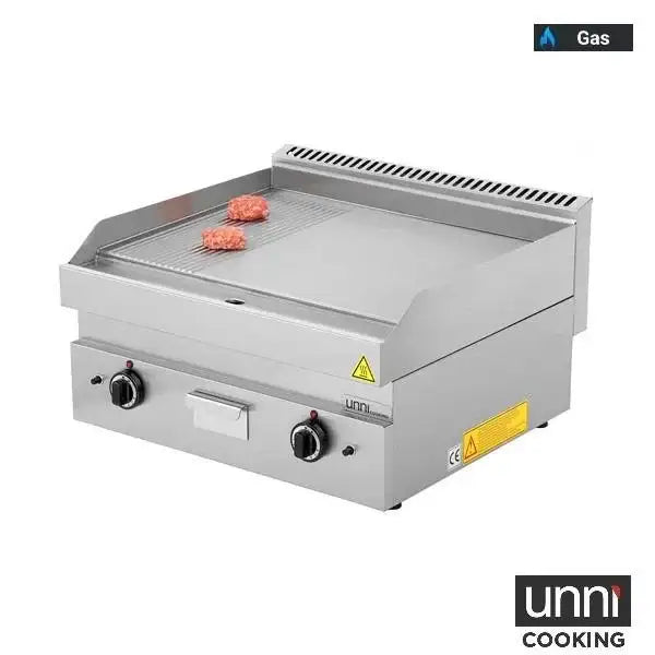 Gasgrillplatte – 1/3 GERILLT – 2/3 GLATT - 700x650x320 mm - 11,5 kW