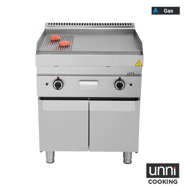 Gasgrillplatte – 1/3 GERILLT – 2/3 GLATT - 700x650x320 mm - 11,5 kW