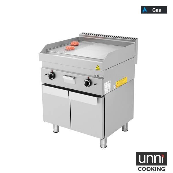 Gasgrillplatte – 1/3 GERILLT – 2/3 GLATT - 700x650x320 mm - 11,5 kW