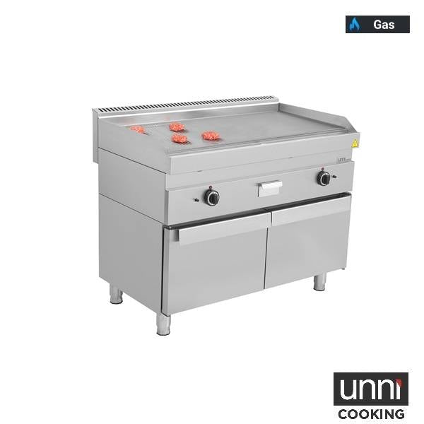 Gasgrillplatte – 1/3 GERILLT – 2/3 GLATT - 1100x650x320 mm - 12 kW