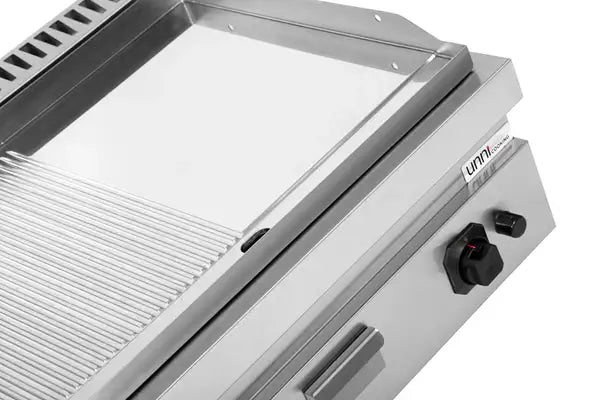 Gas-Grillplatte - 800x700x300 mm - 1/2 glatt – 1/2 gerillt - Chrome - 13 kW