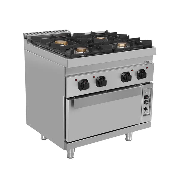 Gasherd mit 4 Kochfelder und Gasbackofen - 800x700x850/900 mm - 35 kW