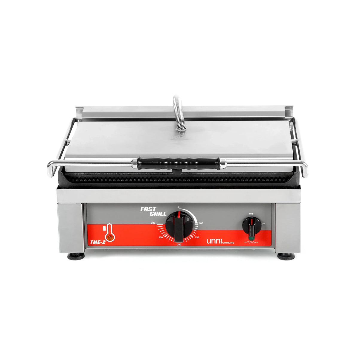 Profi Kontaktgrill aus Edelstahl für Gastronomie, mit Temperaturregler, geeignet für Küchenprofis