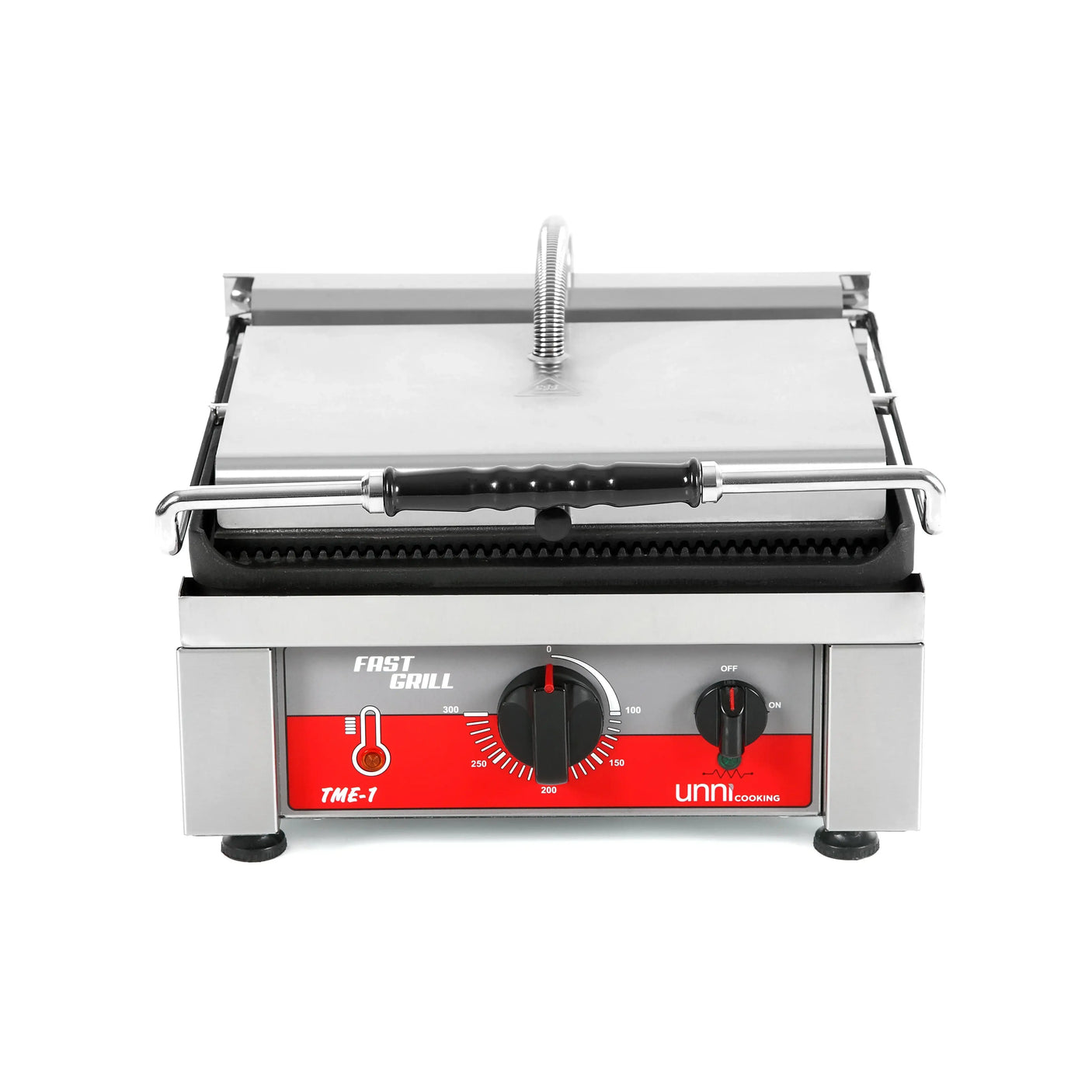 Elektrischer Kontaktgrill aus Edelstahl von Gastro-Bedarf24 für Gastronomie, Modell Fast Grill TME-1