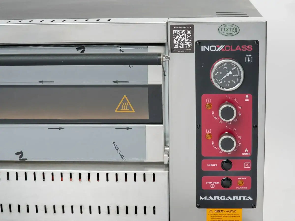 Professioneller Edelstahl Pizzaofen INOXXCLASS mit Bedienelementen, für Gastronomiebedarf