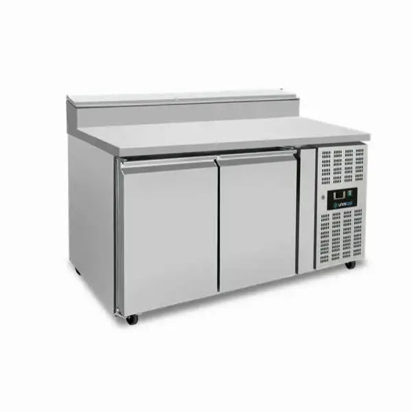 Saladette mit Räder | 2 Türen (1/1 GN) | Oben 6× 1/3 GN | +2°C bis +8°C | Zwangskühlung | Klappdeckel