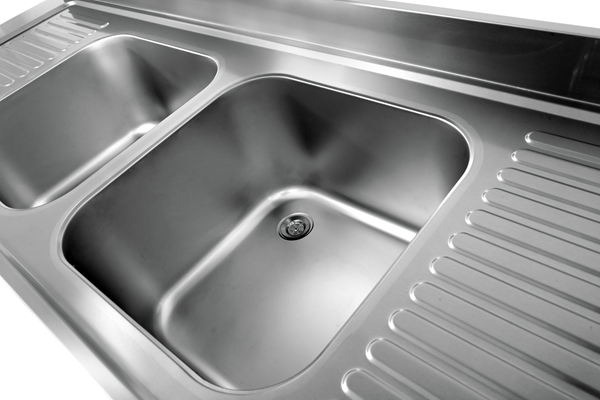 PREMIUM - Edelstahl Spülzentrum - 180x70x85 cm - 2 Becken rechts