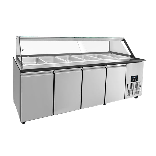 Saladette-Werkbank – 6x GN 1/1 Kapazität – 223x82x85,5cm