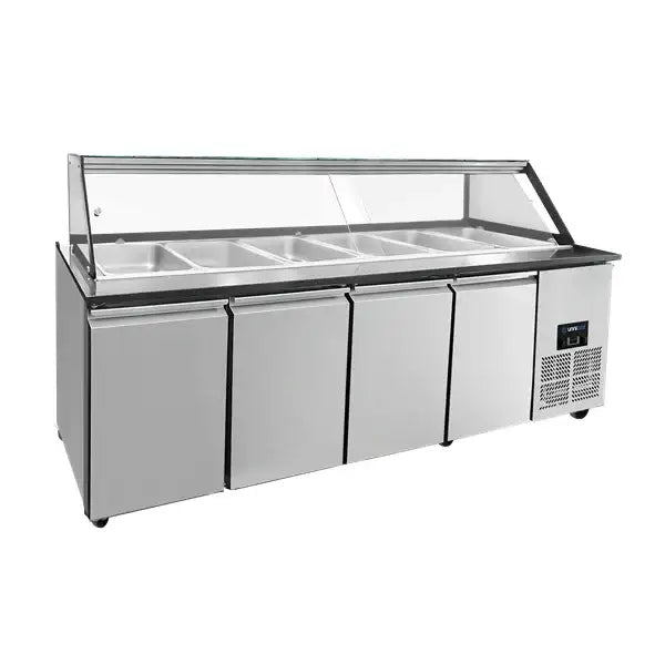 Saladette workbench – 6x GN 1/1 capacity – 223x82x85.5cm