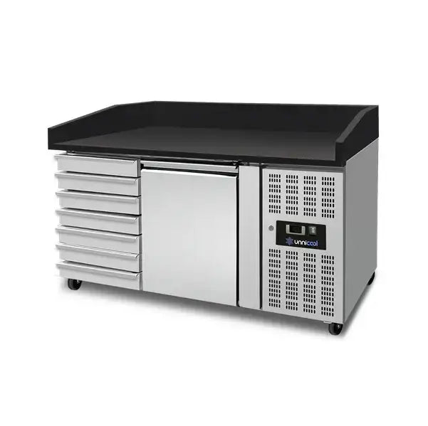 Pizza counter with wheels - 1 door + 7 dough drawers (EN600x400)