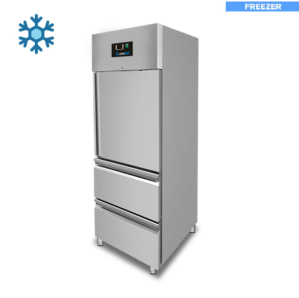 Gefrierschrank – 1 Tür – GN 2/1 – 650 Liter – 1 Halbtür und 2 Schubladen
