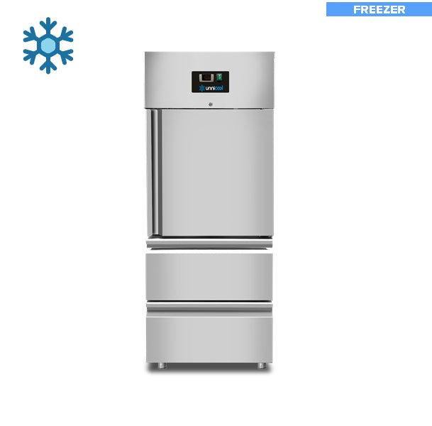 Gefrierschrank – 1 Tür – GN 2/1 – 650 Liter – 1 Halbtür und 2 Schubladen