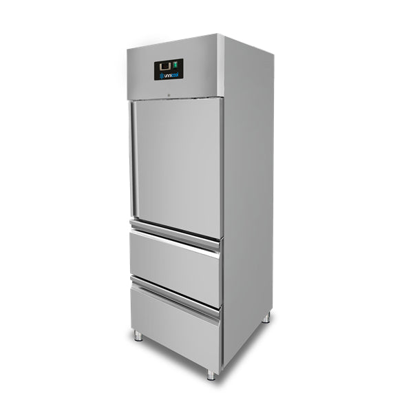 Kühlschrank – 1 Tür – GN 2/1 – 650 Liter – 1 Halbtür und 2 Schubladen