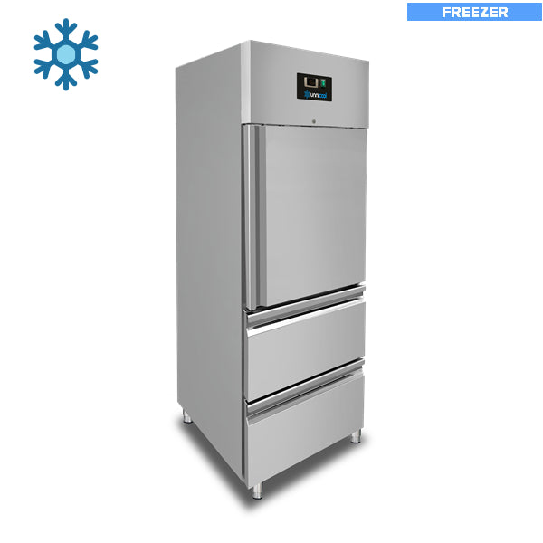 Gefrierschrank – 1 Tür – GN 2/1 – 650 Liter – 1 Halbtür und 2 Schubladen