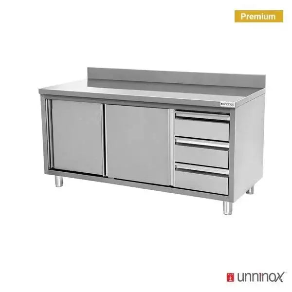 Arkalıklı + sağda 3 çekmeceli çalışma dolabı - 1800x700x850/900 mm