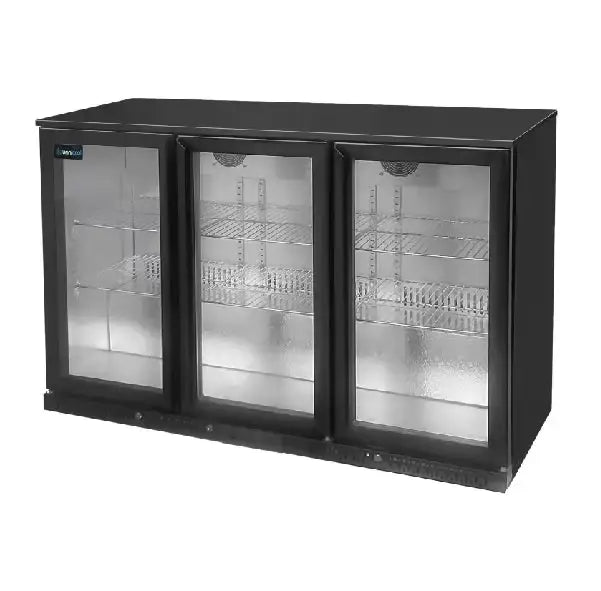 Barkühlschrank mit 3 Türen - Schwarz - 1350x565x900 mm - Gastro-Bedarf24 GmbH