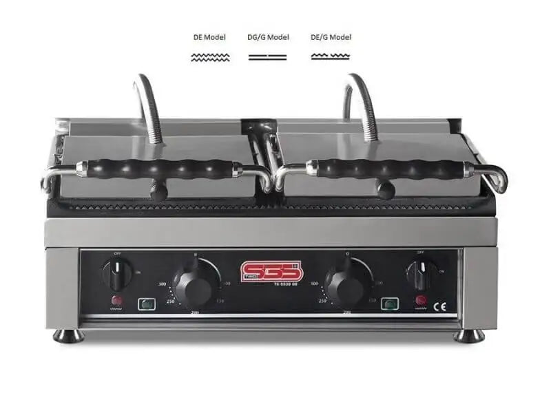 Doppel Kontaktgrill / Oben / Unten Gerillt / 2+2 kW / Tischgrill / Paninimaker - Gastro-Bedarf24 GmbH