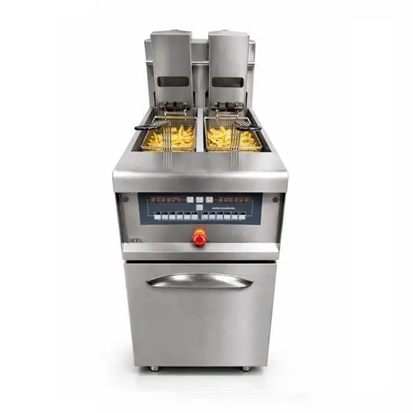 DuoLift Pro Digitalfritteuse – 2×13.5 Liter – Automatischer Korblift - 400 × 825 × H920 mm - 18 kW - Gastro-Bedarf24 GmbH