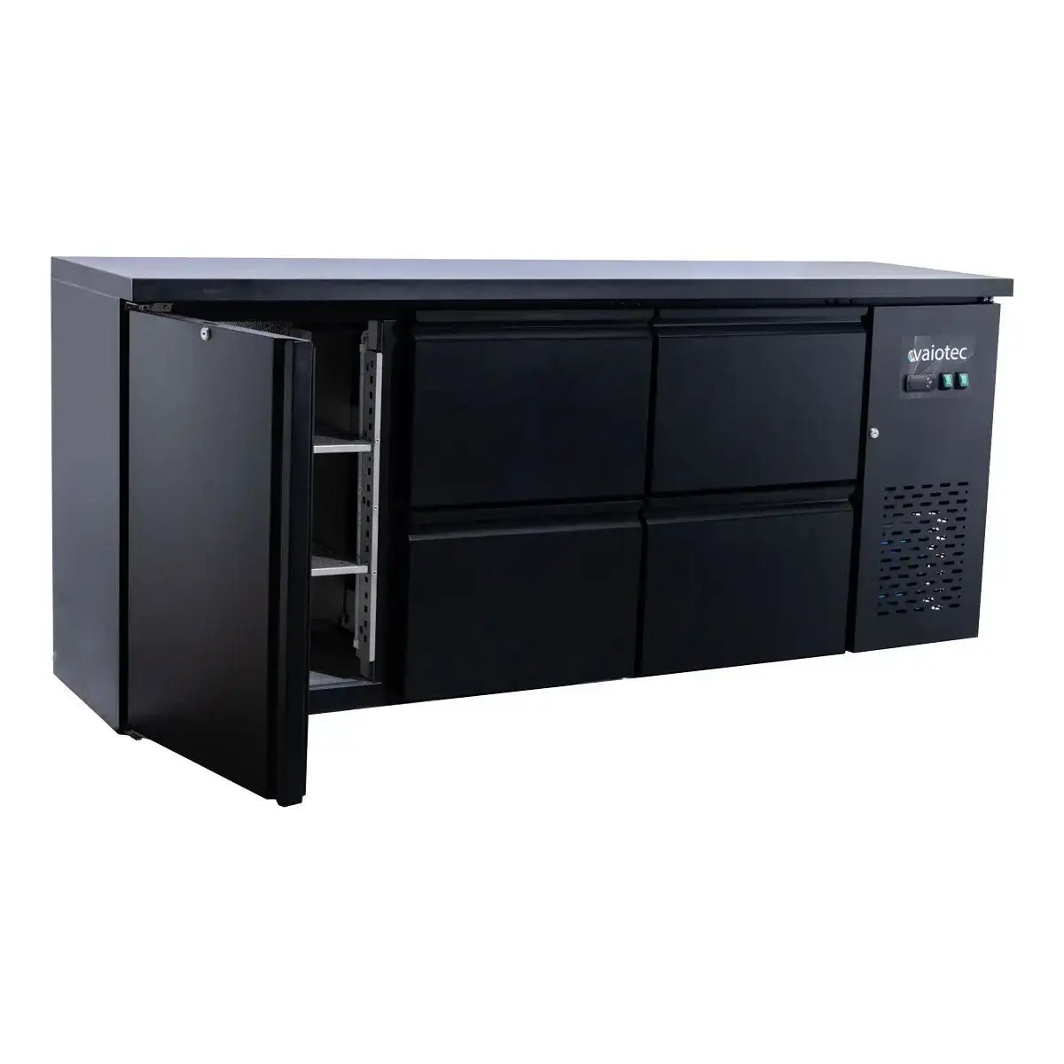 EASYLINE Barkühltisch schwarz / 1 Tür & 4 Schubladen - 425 l - Gastro-Bedarf24 GmbH