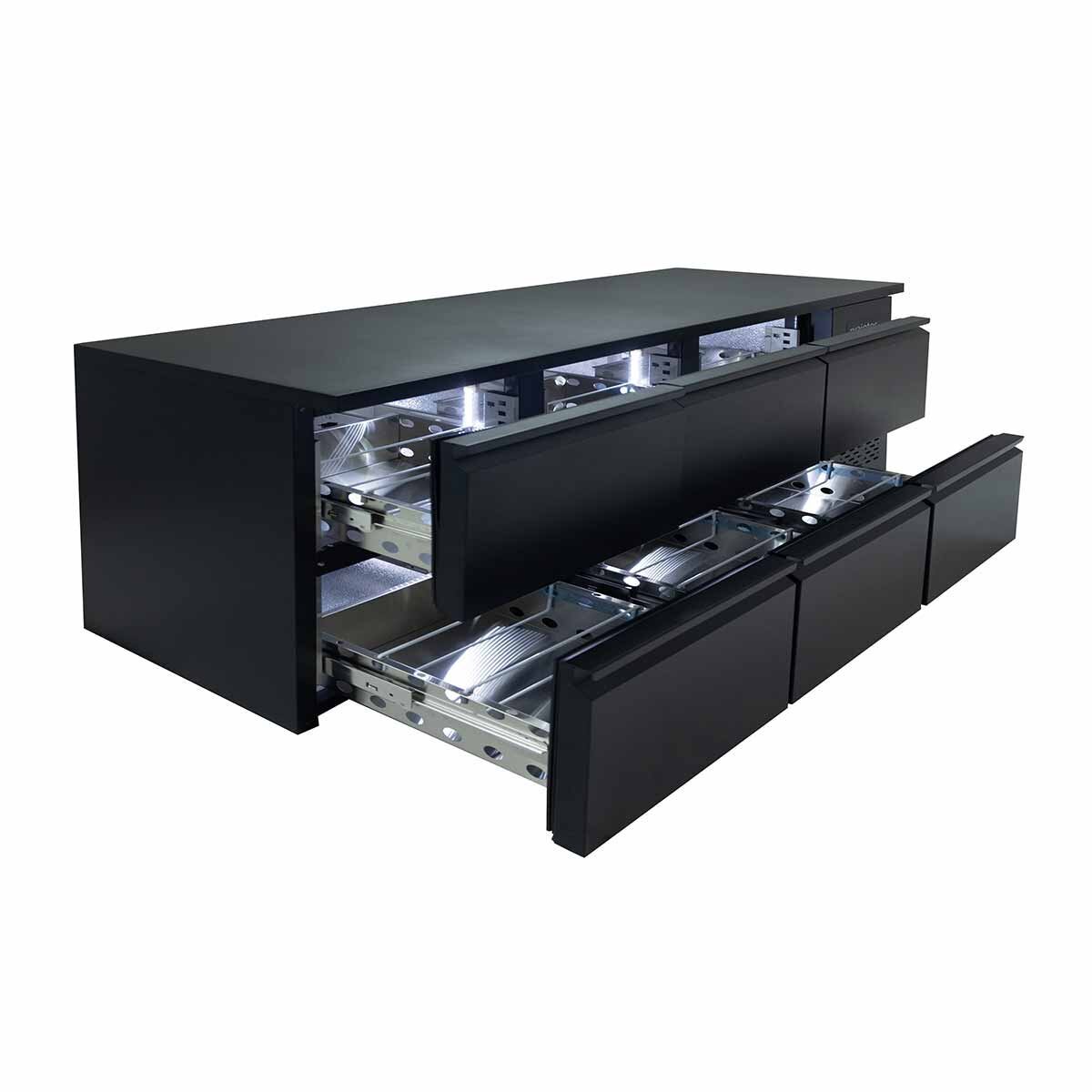 EASYLINE Barkühltisch schwarz / 6 Schubladen - 425 l - Gastro - Bedarf24 GmbH