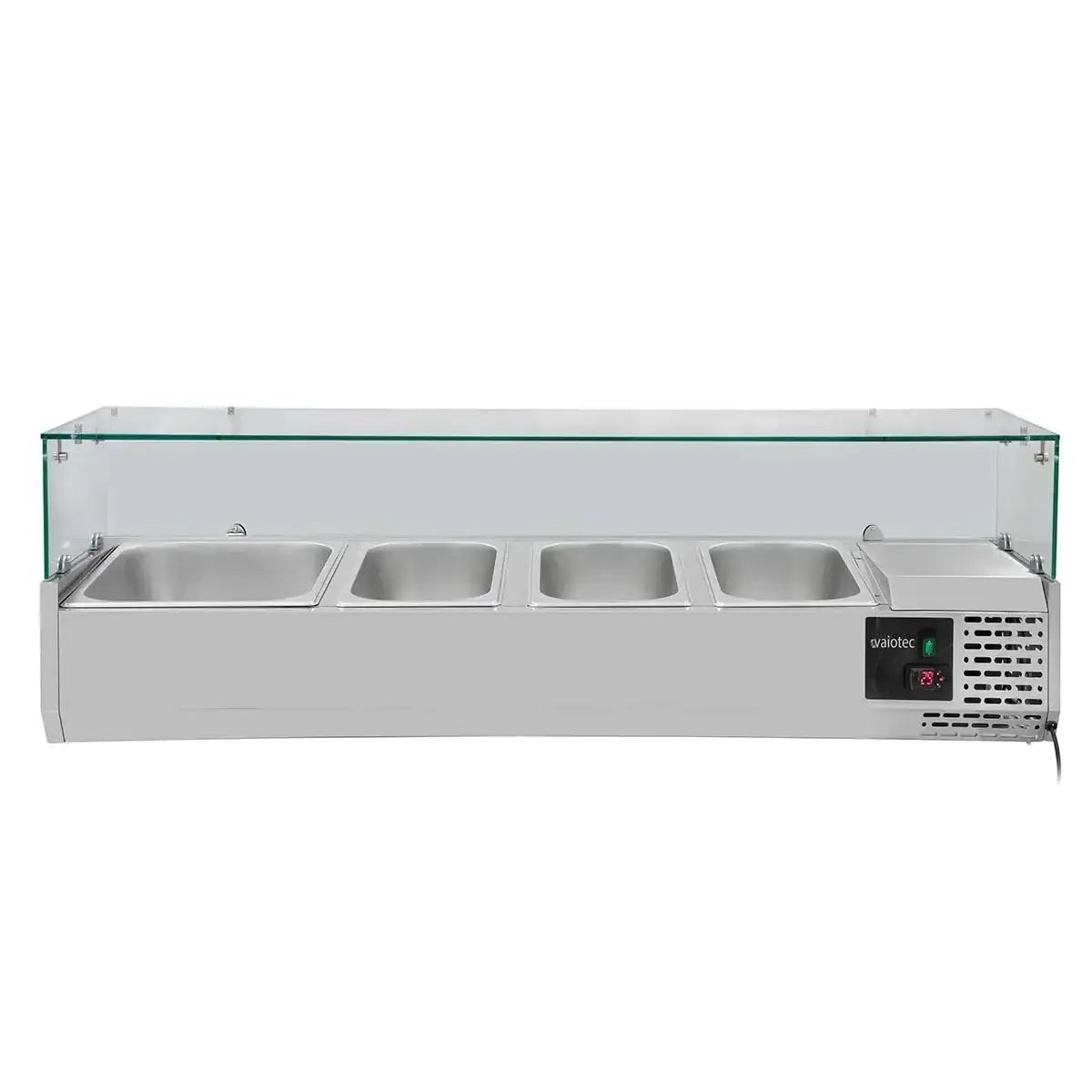 EASYLINE Kühlaufsatz 380 mit Glasabdeckung 3xGN1/3 + 1xGN1/2 - 1200 - Gastro-Bedarf24 GmbH