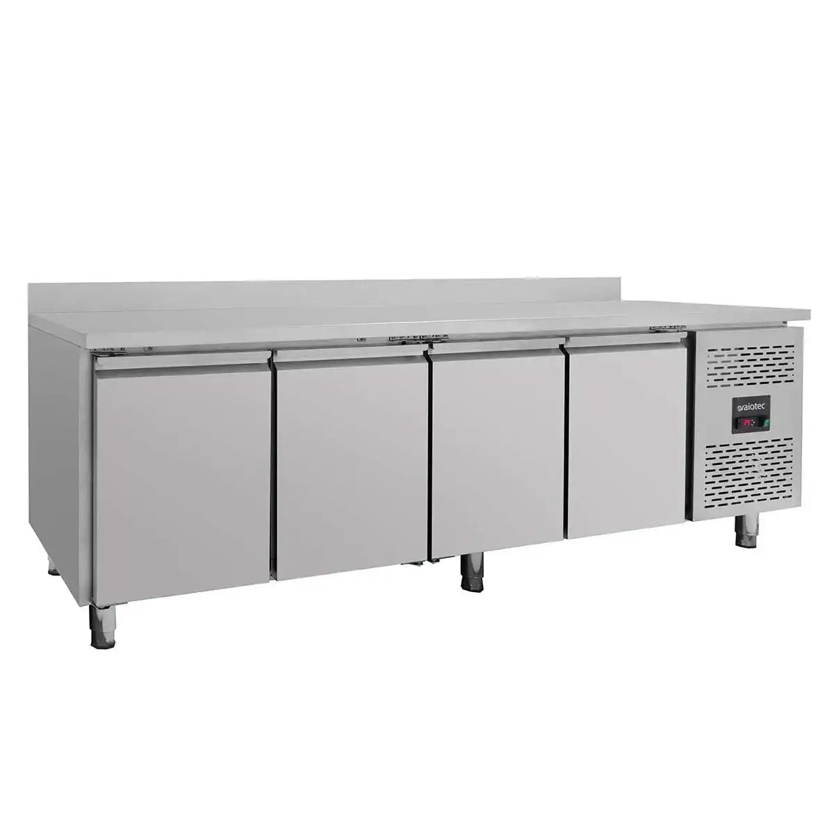 Edelstahl-Kühltisch mit 4 Türen für Gastronomie, professionelle Kühlung, robustes Design