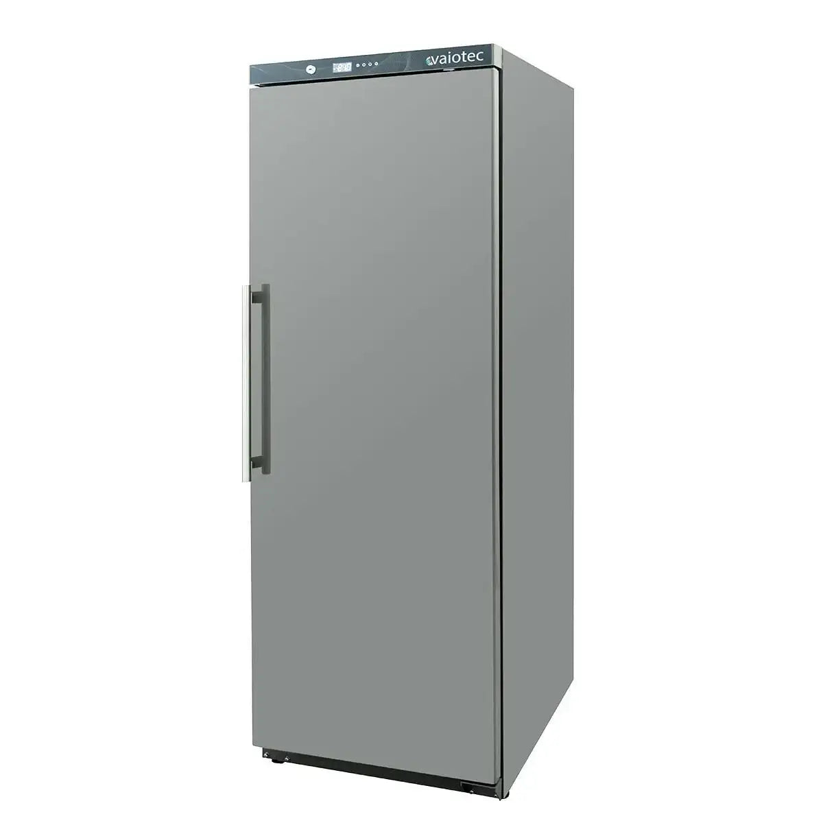 Edelstahl-Kühlschrank für Gastronomie mit digitaler Steuerung und Vaiotec-Logo