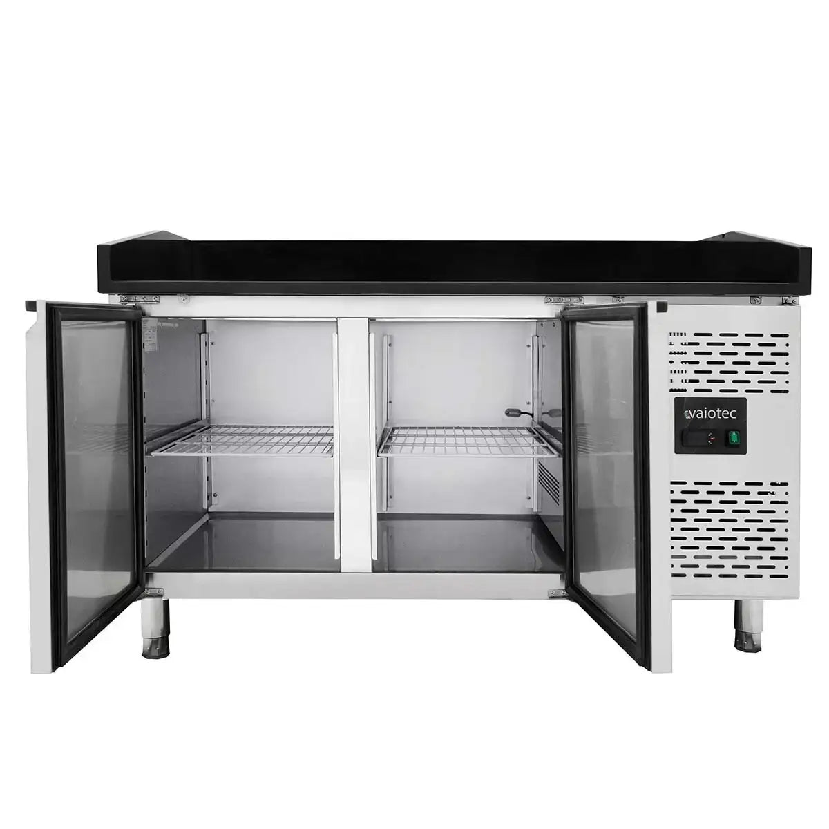 EASYLINE Pizzakühltisch / 2-türig "schwarz" inkl. Kühlaufsatz GN1/4, 1510 x 800 mm