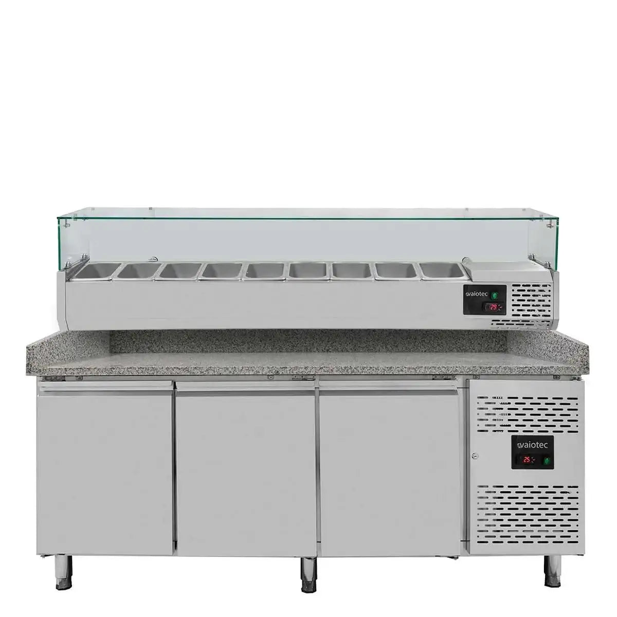 EASYLINE pizza soğutma tezgâhı / 3 kapılı "gri" dâhil GN1/3 soğutma üstü, 2020 x 800 mm