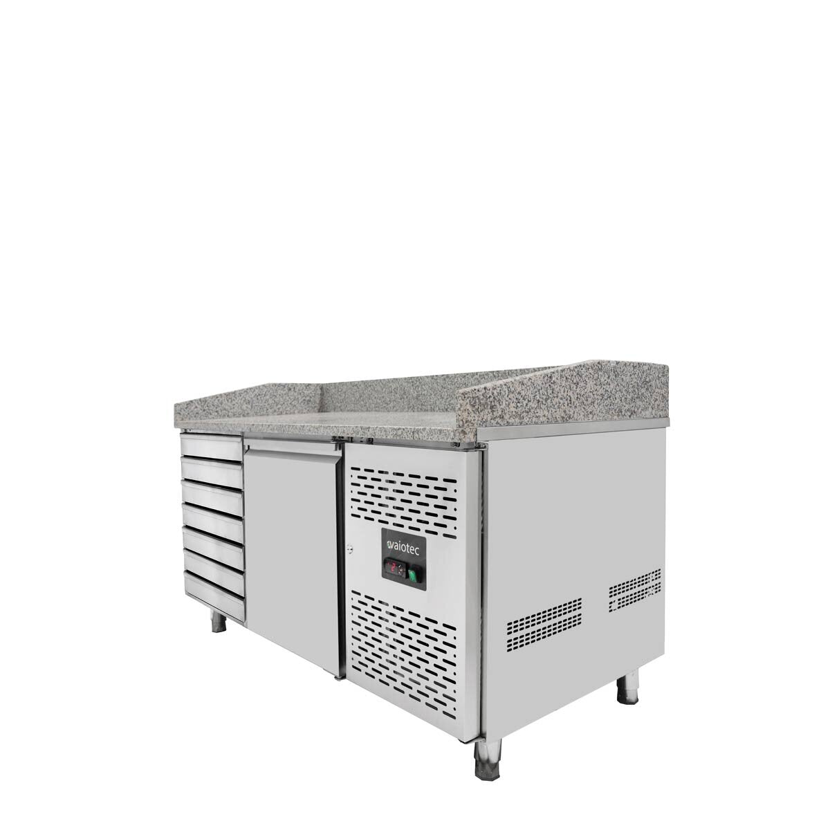 EASYLINE Pizzakühltisch 800 / 1-türig & 7 Schubladen "grau" inkl. Kühlaufsatz GN1/4