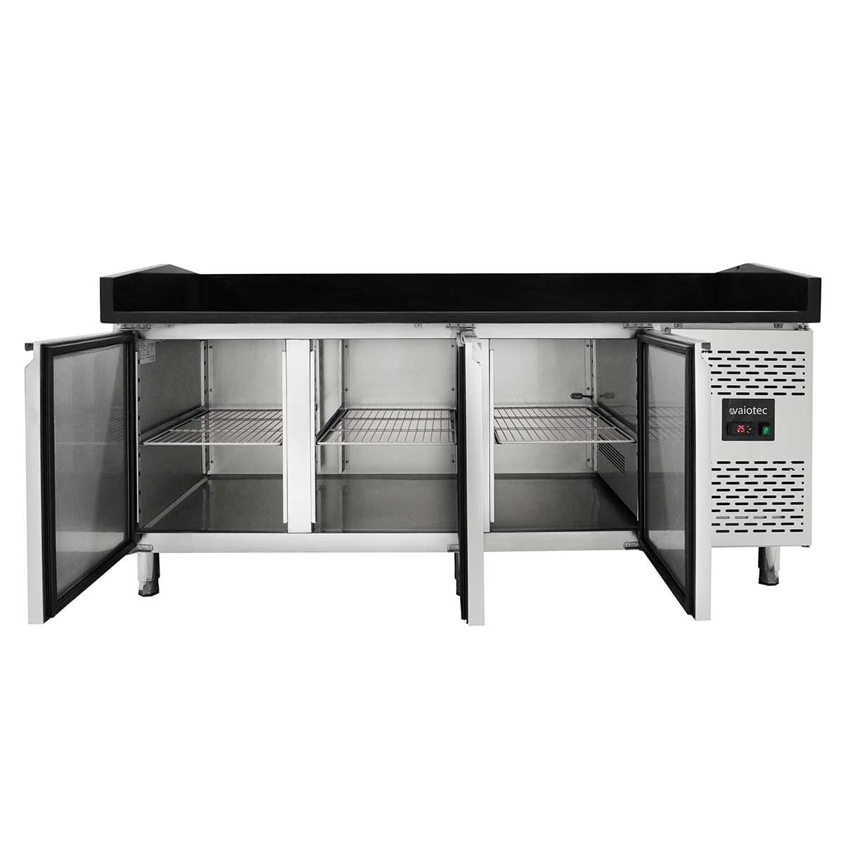 EASYLINE Pizzakühltisch 800 / 3-türig "schwarz" inkl. Kühlaufsatz GN1/4